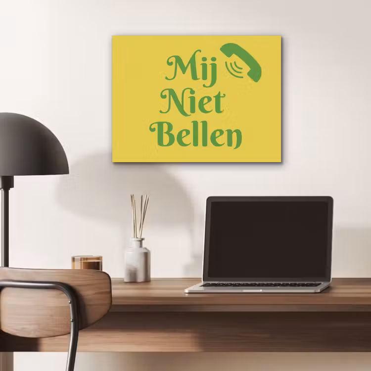 Mij niet bellen - Telefoon - Geel PET vilt klein -sfeer5