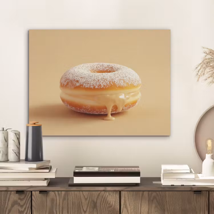 Donut - Romig - Poedersuiker - Beige PET vilt klein -sfeer1