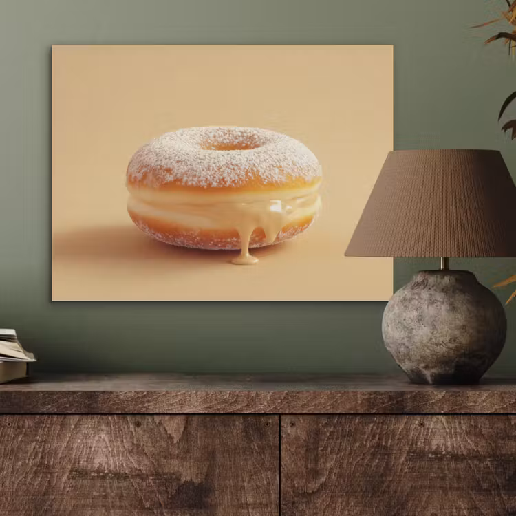Donut - Romig - Poedersuiker - Beige PET vilt klein -sfeer2