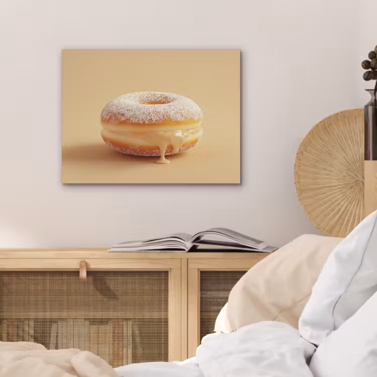 Donut - Romig - Poedersuiker - Beige PET vilt klein -sfeer3