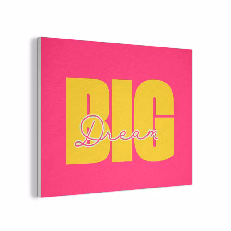 Dream big - Roze - Geel - Minimalistisch PET vilt klein -3d