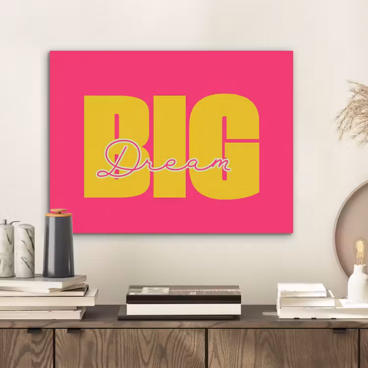 Dream big - Roze - Geel - Minimalistisch PET vilt klein -sfeer1