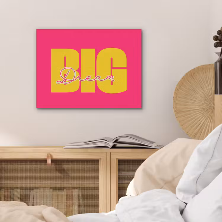 Dream big - Roze - Geel - Minimalistisch PET vilt klein -sfeer3