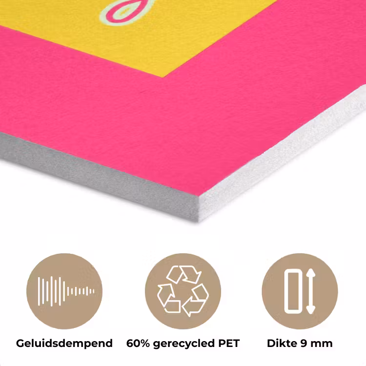 Dream big - Roze - Geel - Minimalistisch PET vilt klein -closeup_NL