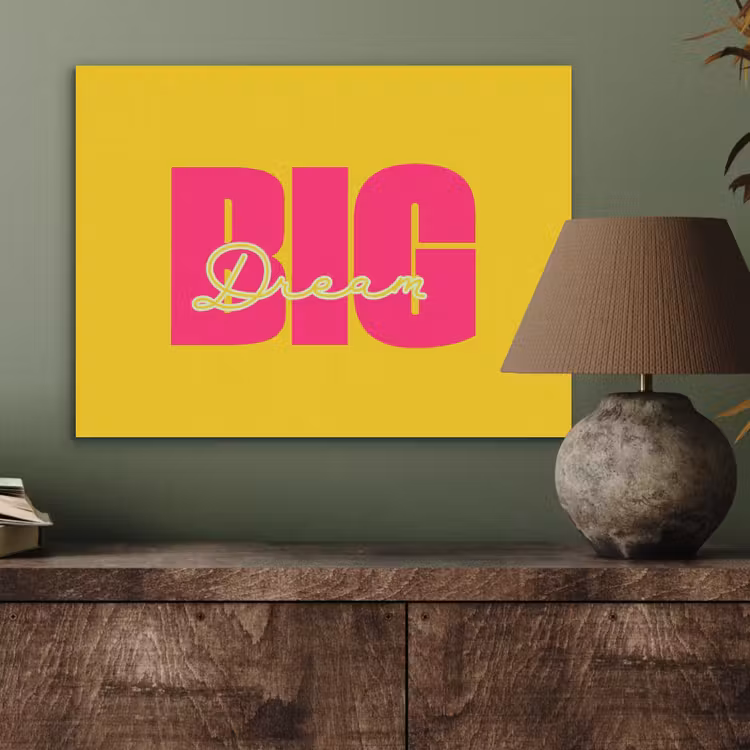 Dream big - Geel - Roze PET vilt klein -sfeer2