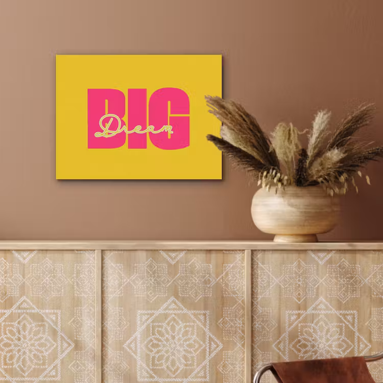 Dream big - Geel - Roze PET vilt klein -sfeer4