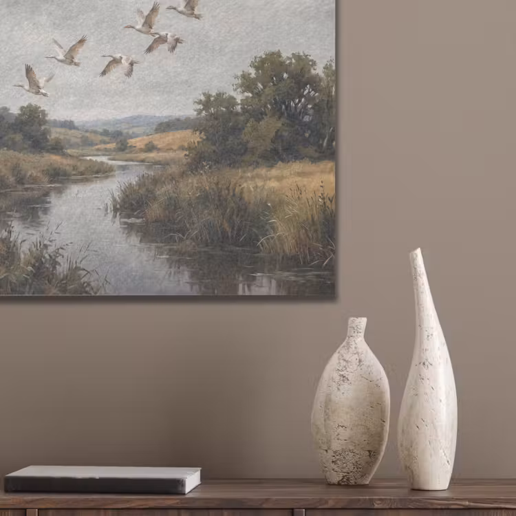 Eenden - Rivier - Landschap - Vlucht - Nostalgisch PET vilt klein -sfeer6_closeup