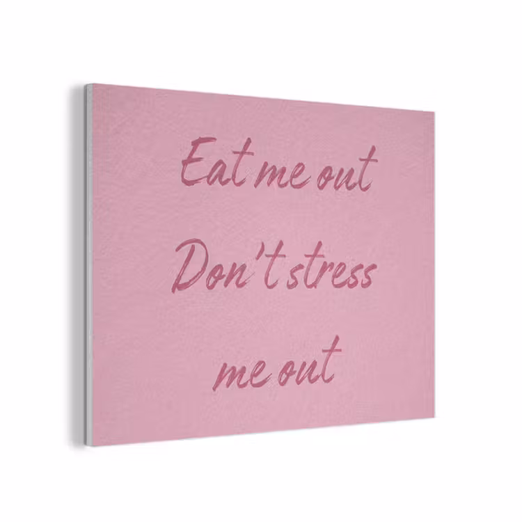 Eat me out don't stress me out - Roze - Handgeschreven PET vilt klein -3d