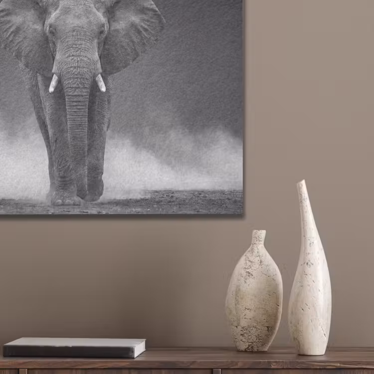 Olifant - Zwart - Wit - Rook PET vilt klein -sfeer6_closeup