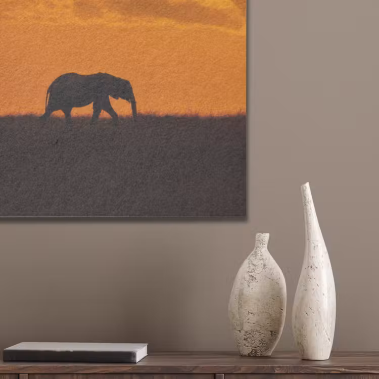 Olifanten - Savanne - Zonsondergang PET vilt middel -sfeer6_closeup