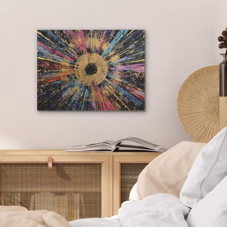Explosie - Goud - Kleurrijk - Abstract PET vilt klein -sfeer3