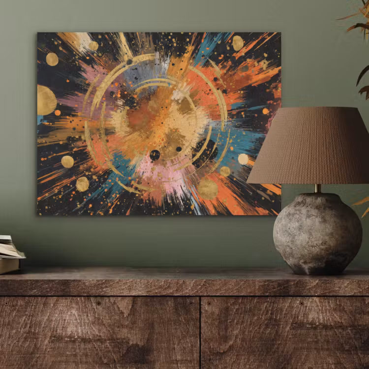 Explosie - Verfstructuur - Goud - Abstract PET vilt klein -sfeer2