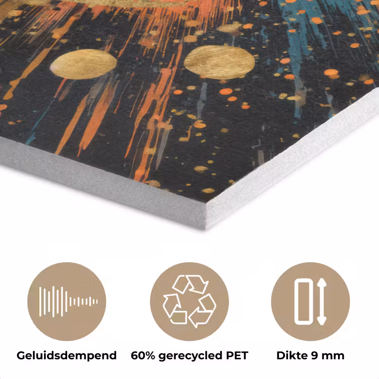 Explosie - Verfstructuur - Goud - Abstract PET vilt klein -closeup_NL
