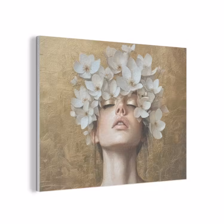 Gezicht - Bloemen - Goud - Abstract PET vilt klein -3d