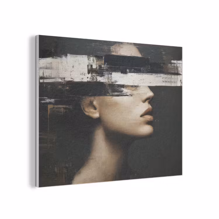 Gezicht - Vrouw - Zwart - Abstract PET vilt klein -3d