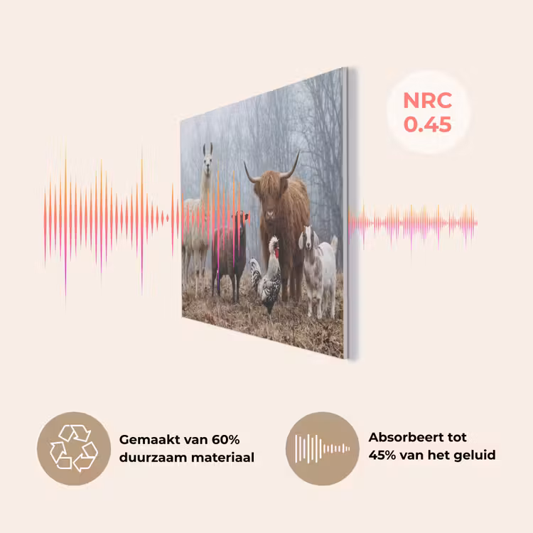 Boerderijdieren - Groep - Mist - Natuur - Rustiek PET vilt klein -USP_NL
