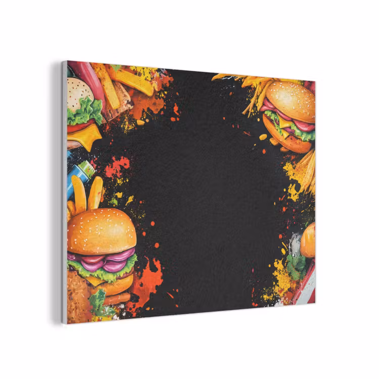 Fastfood - Graffiti - Hamburger - Eten - Modern PET vilt klein -3d