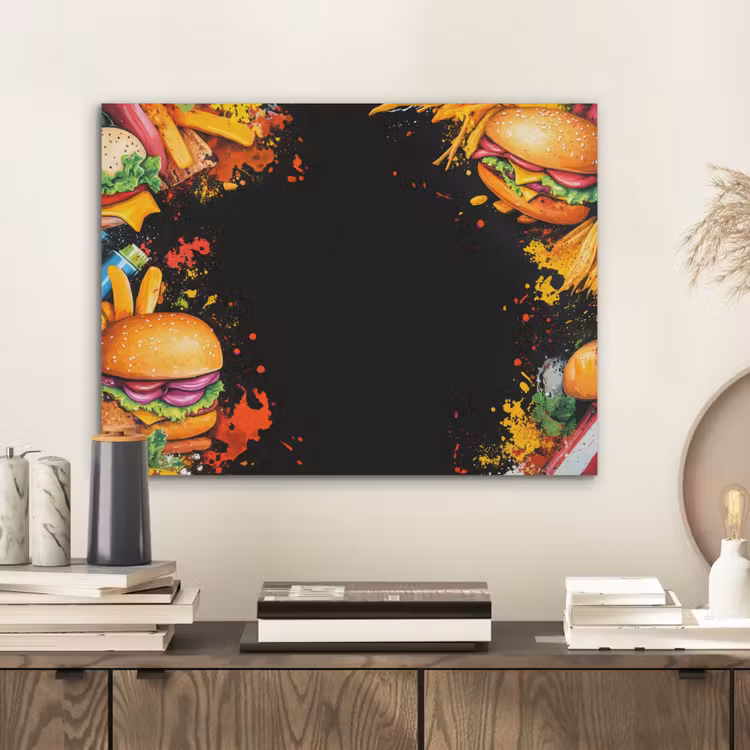 Fastfood - Graffiti - Hamburger - Eten - Modern PET vilt klein -sfeer1