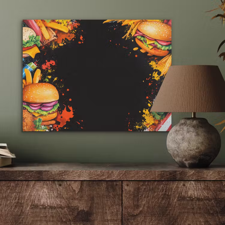 Fastfood - Graffiti - Hamburger - Eten - Modern PET vilt klein -sfeer2