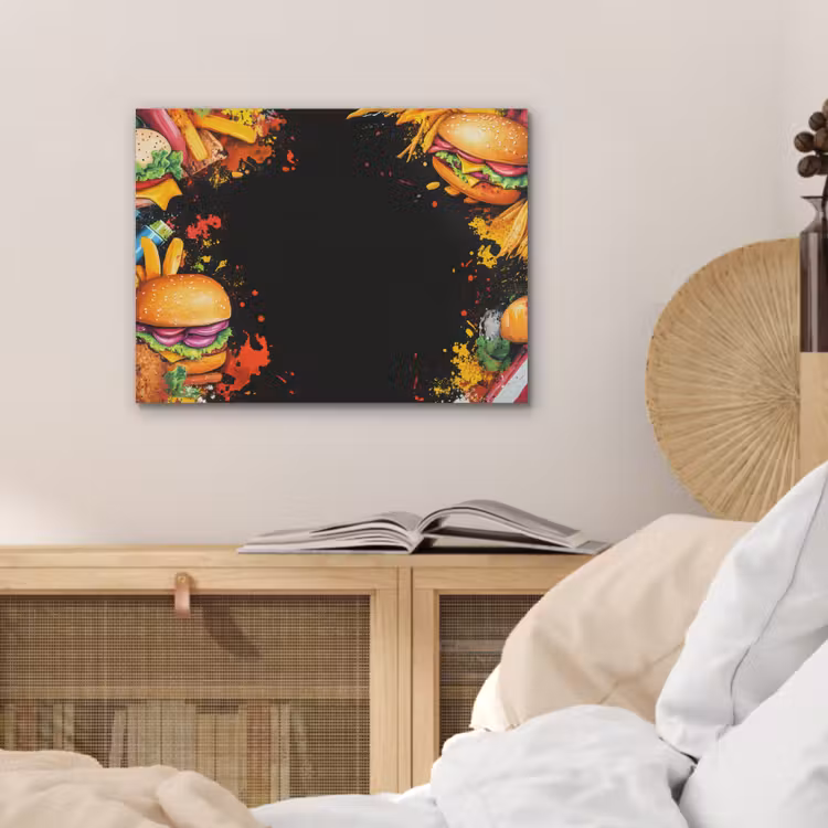 Fastfood - Graffiti - Hamburger - Eten - Modern PET vilt klein -sfeer3