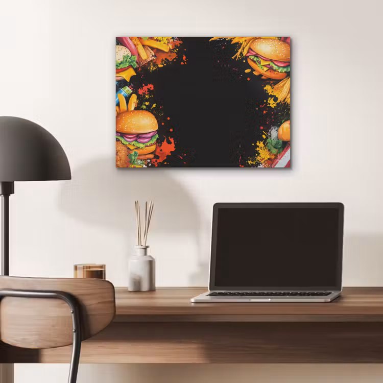 Fastfood - Graffiti - Hamburger - Eten - Modern PET vilt klein -sfeer5