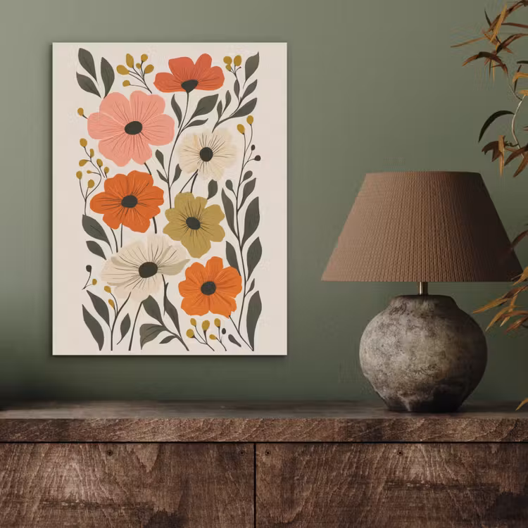 Veldbloemen - Stengels - Blaadjes - Groen PET vilt klein -sfeer2