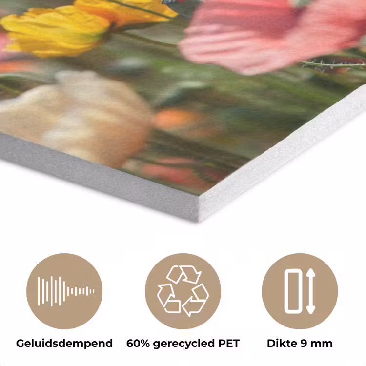 Bloemenveld - Klaprozen - Kleurrijk PET vilt klein -closeup_NL