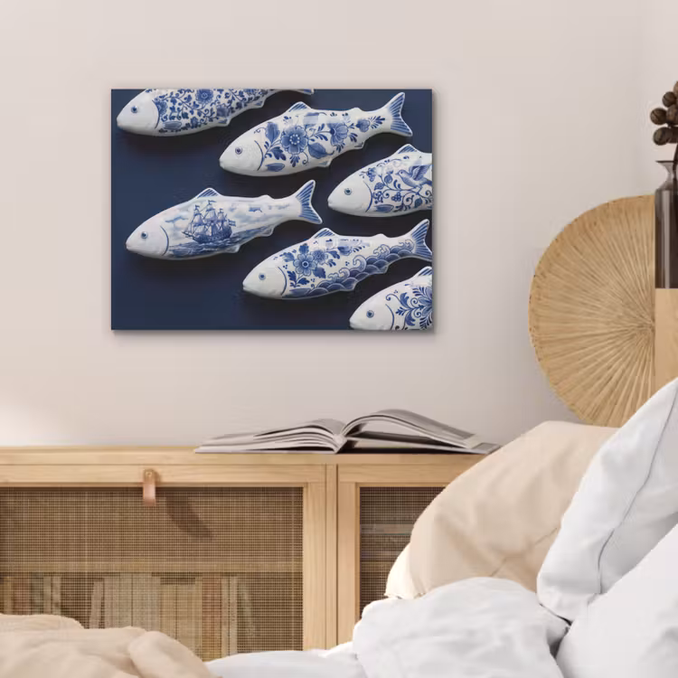 Vissen - Delfts - Blauw - Keramiek PET vilt klein -sfeer3
