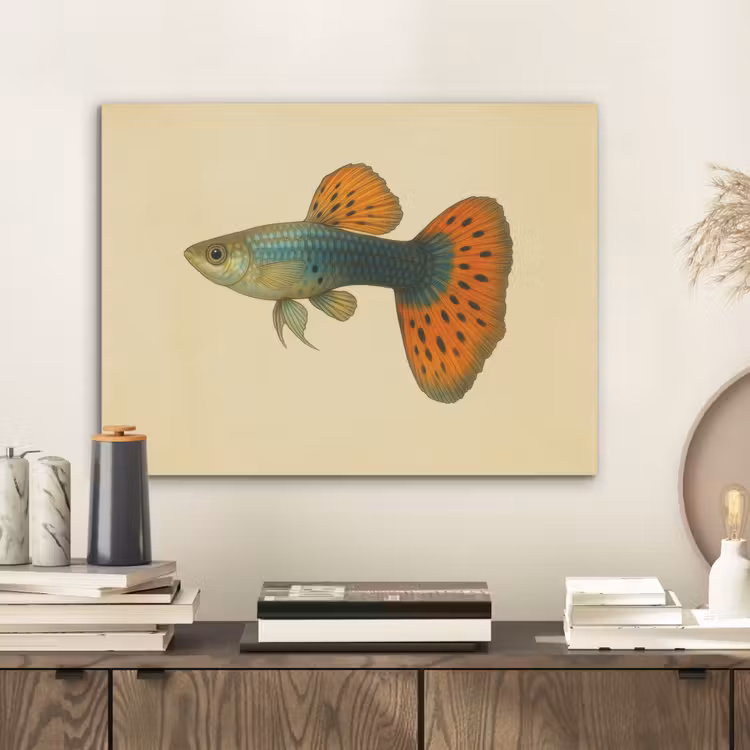 Vis - illustratie - Stippen - Oranje PET vilt klein -sfeer1