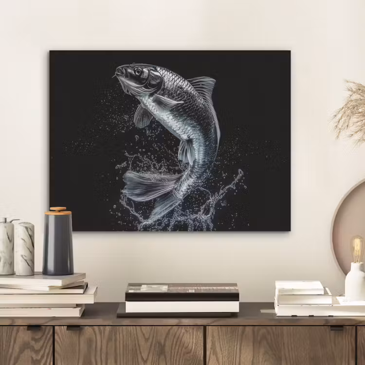 Vis - Koi - Zwart - Water PET vilt klein -sfeer1