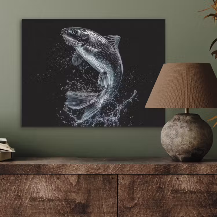 Vis - Koi - Zwart - Water PET vilt klein -sfeer2