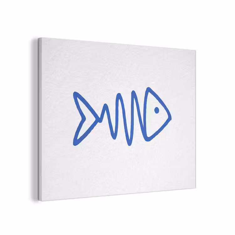 Vis - Minimalistisch - Blauw - Lijn PET vilt klein -3d
