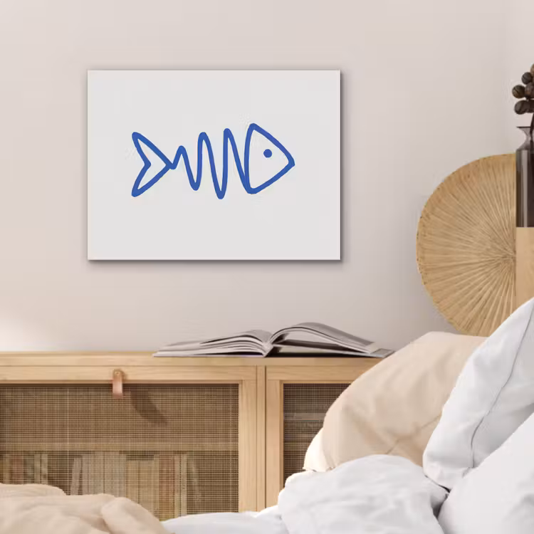 Vis - Minimalistisch - Blauw - Lijn PET vilt klein -sfeer3