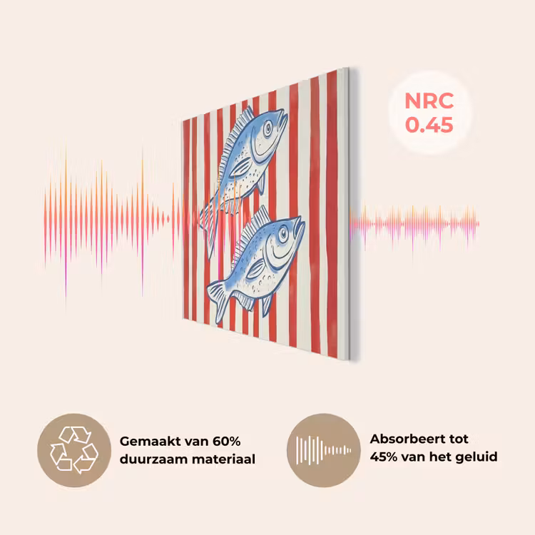 Vissen - Verticale strepen - Blauw - Rood PET vilt klein -USP_NL