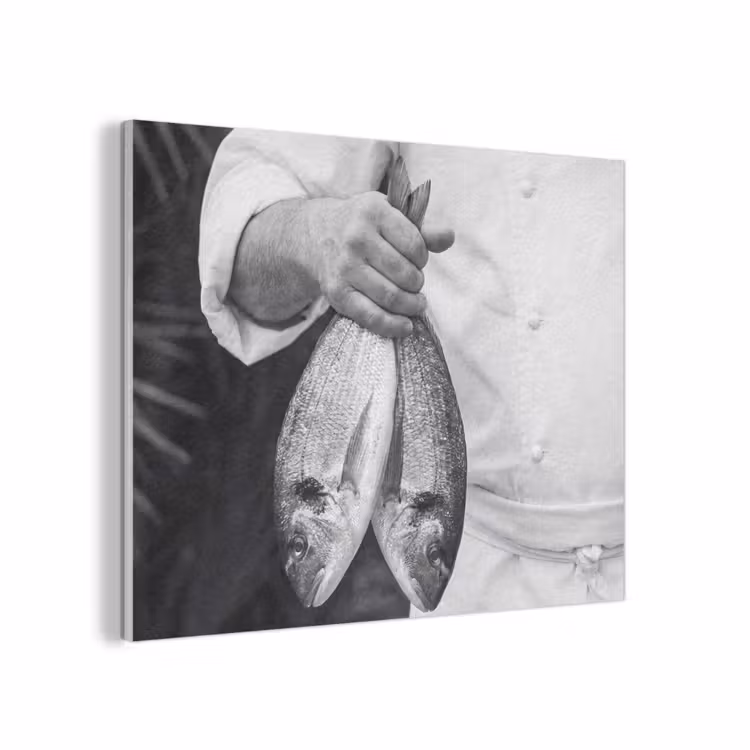 Vissen - Chef - Zwart - Wit PET vilt klein -3d