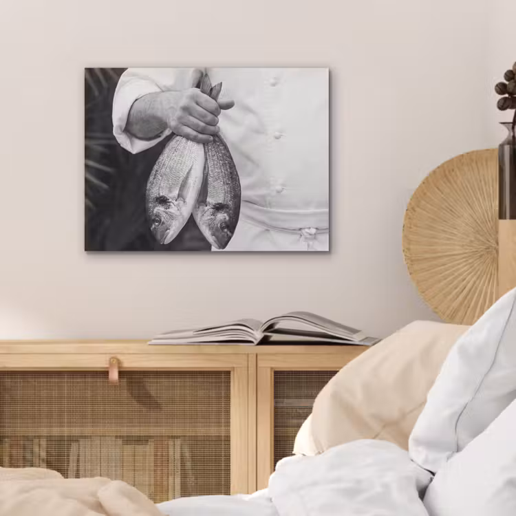 Vissen - Chef - Zwart - Wit PET vilt klein -sfeer3