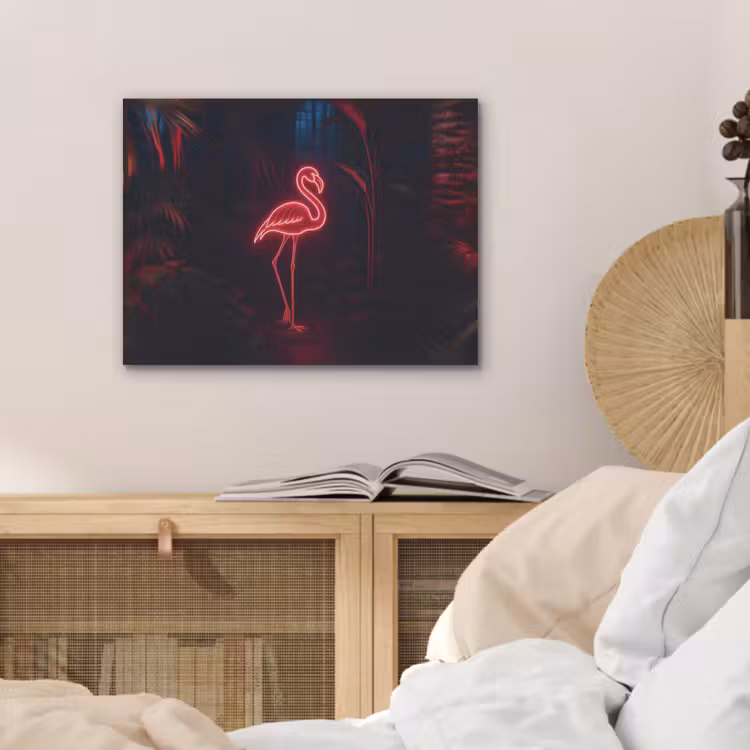 Flamingo - Roze - Neon - Licht PET vilt klein -sfeer3