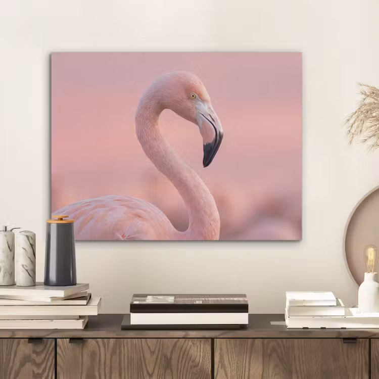Flamingo - Portret - Roze PET vilt klein -sfeer1