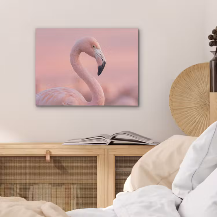 Flamingo - Portret - Roze PET vilt klein -sfeer3