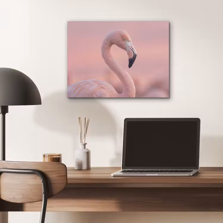 Flamingo - Portret - Roze PET vilt klein -sfeer5
