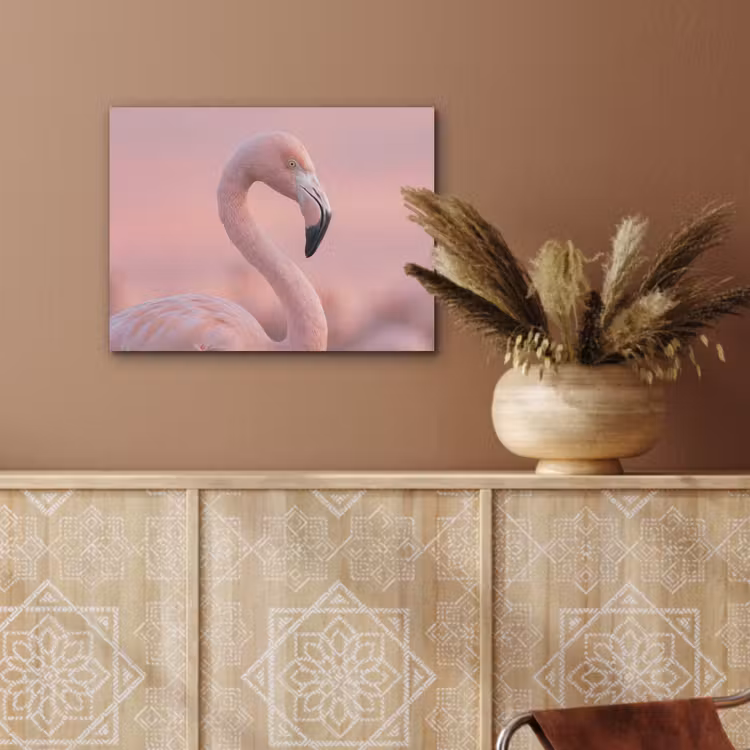 Flamingo - Portret - Roze PET vilt klein -sfeer4