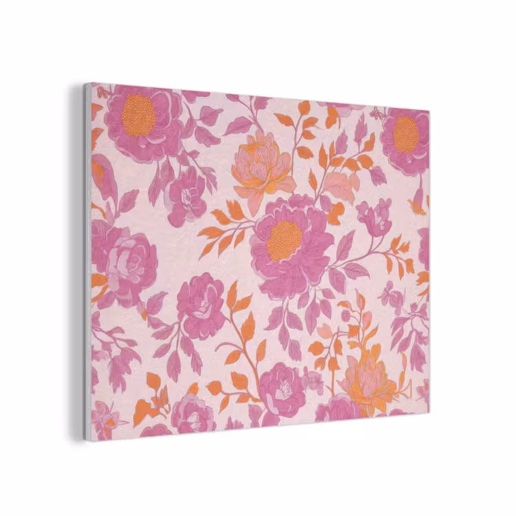 Bloemenpatroon - Roze - Oranje - Bloemen PET vilt klein -3d