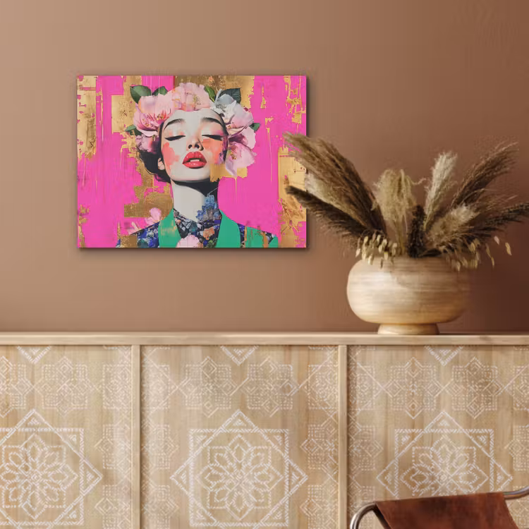 Bloemenkroon - Goud - Vrouw - Portret PET vilt klein -sfeer4