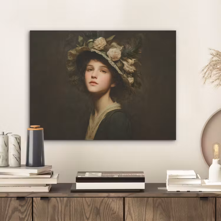Bloemenhoed - Portret - Vrouw PET vilt klein -sfeer1