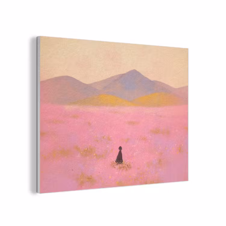 Bloemenweide - Heuvels - Silhouet - Roze PET vilt klein -3d