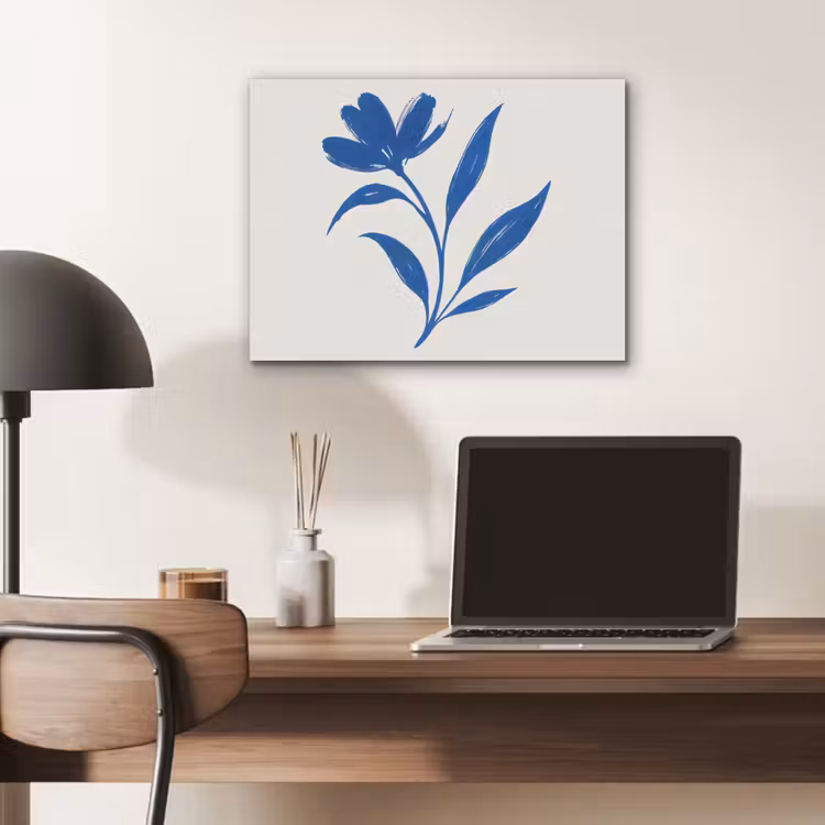 Bloem - Blaadjes - Minimalistisch - Blauw PET vilt klein -sfeer5