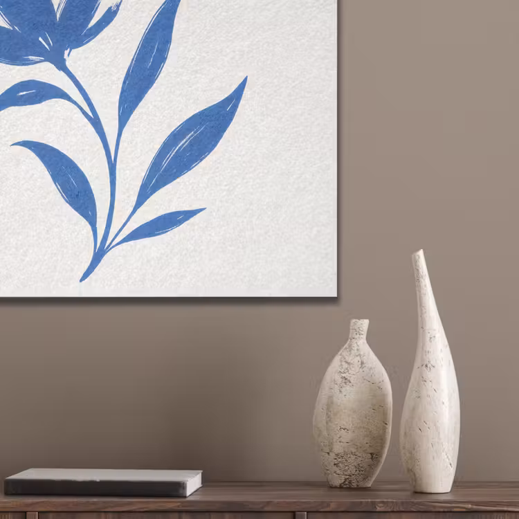 Bloem - Blaadjes - Minimalistisch - Blauw PET vilt klein -sfeer6_closeup