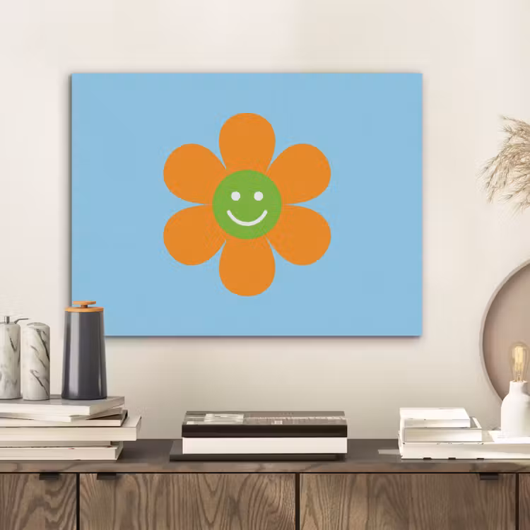 Bloem - Smiley - Kleurrijk PET vilt klein -sfeer1