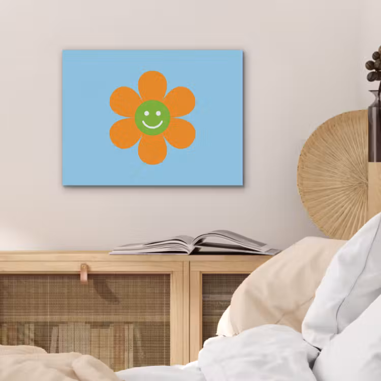 Bloem - Smiley - Kleurrijk PET vilt klein -sfeer3