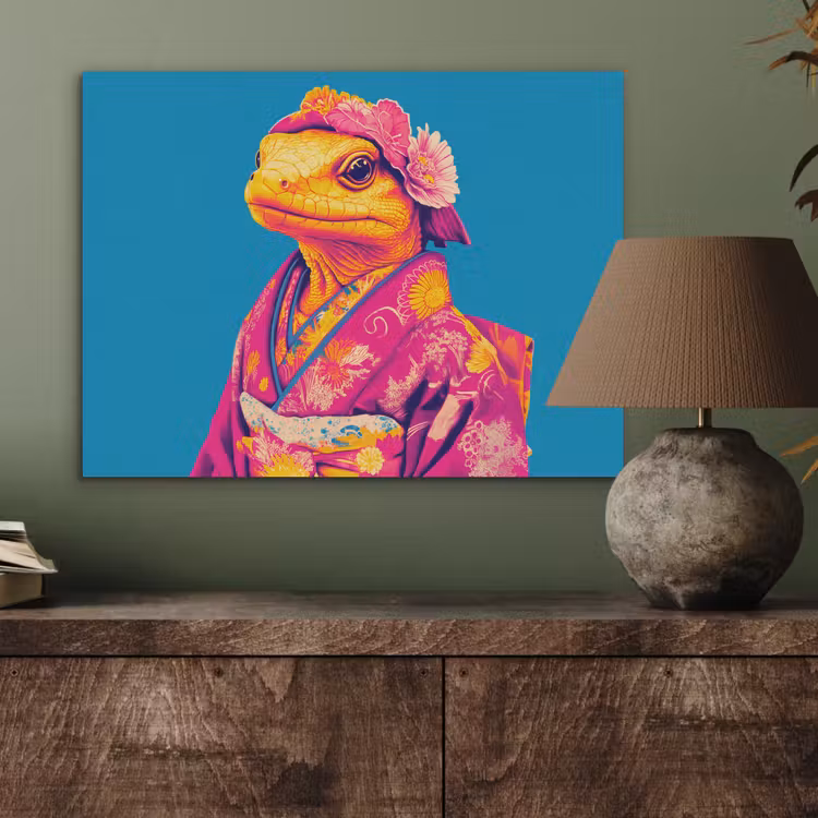 Bloemenkrans - Hagedis - Kimono - Paars PET vilt klein -sfeer2